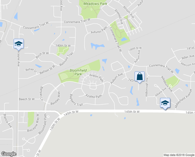 map of restaurants, bars, coffee shops, grocery stores, and more near 14206 Avalon Path in Rosemount