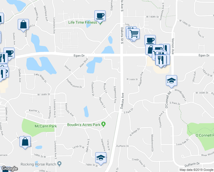 map of restaurants, bars, coffee shops, grocery stores, and more near 6433 Brook Lane in Savage