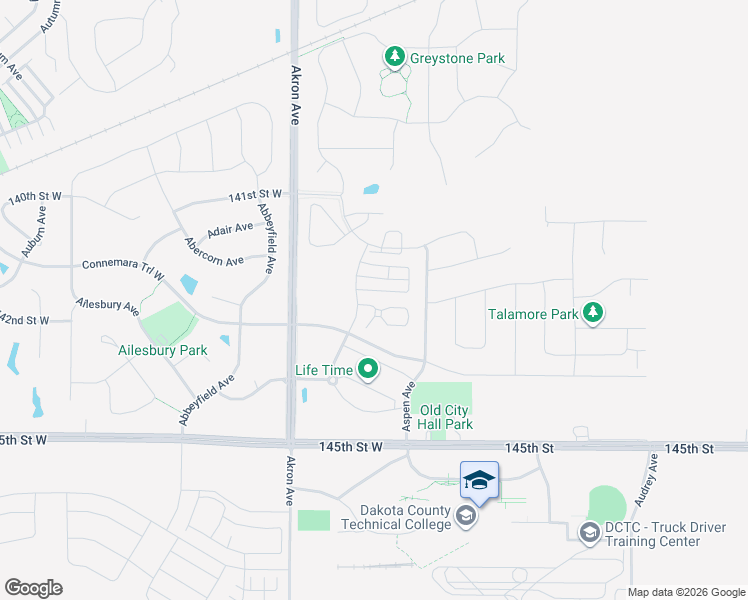 map of restaurants, bars, coffee shops, grocery stores, and more near 1229 143rd Street East in Rosemount