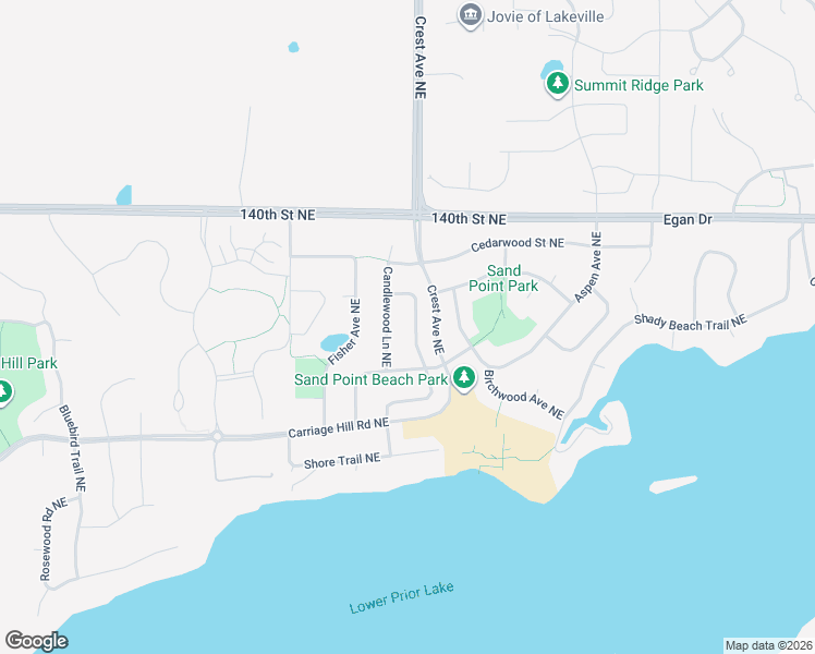 map of restaurants, bars, coffee shops, grocery stores, and more near 14214 Shore Lane Northeast in Prior Lake