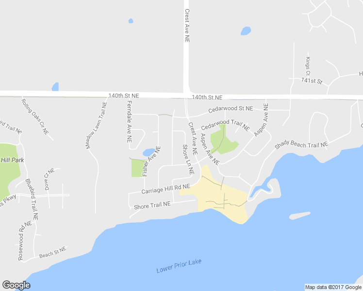 map of restaurants, bars, coffee shops, grocery stores, and more near 14214 Shore Lane Northeast in Prior Lake