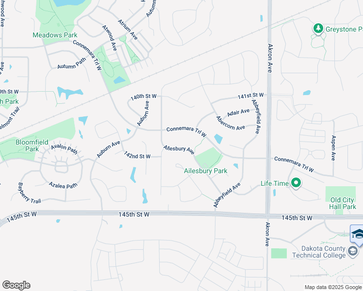 map of restaurants, bars, coffee shops, grocery stores, and more near 14182 Ailesbury Avenue in Rosemount