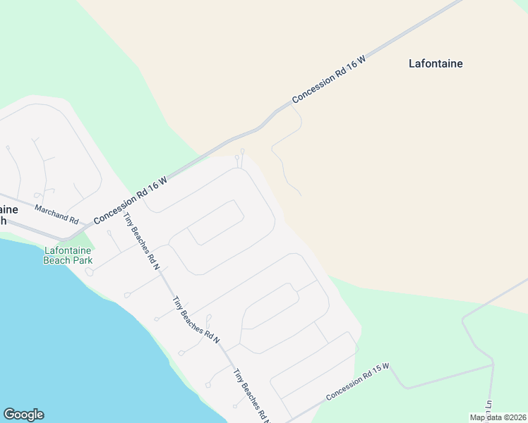 map of restaurants, bars, coffee shops, grocery stores, and more near 114 Desroches Trail in Penetanguishene