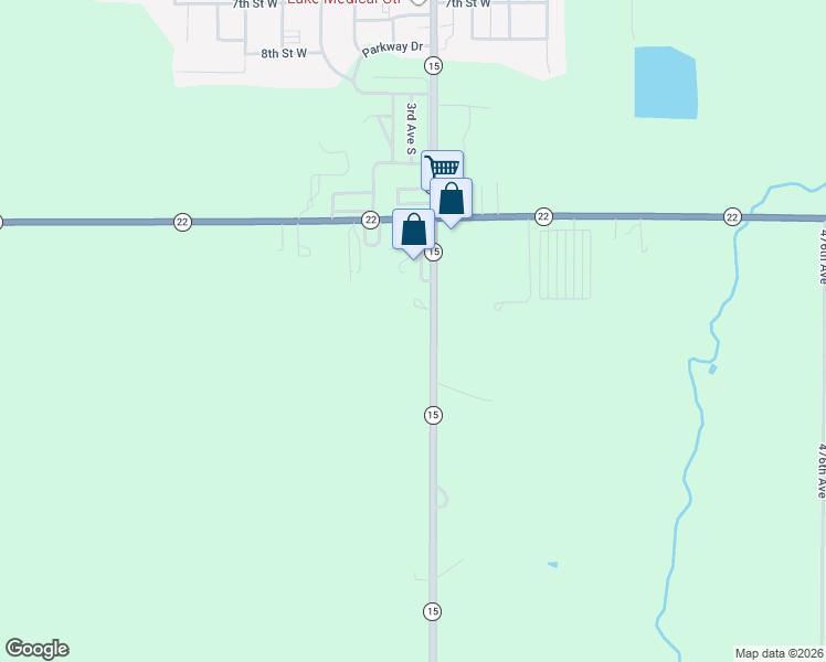 map of restaurants, bars, coffee shops, grocery stores, and more near 18215 South Dakota 15 in Clear Lake