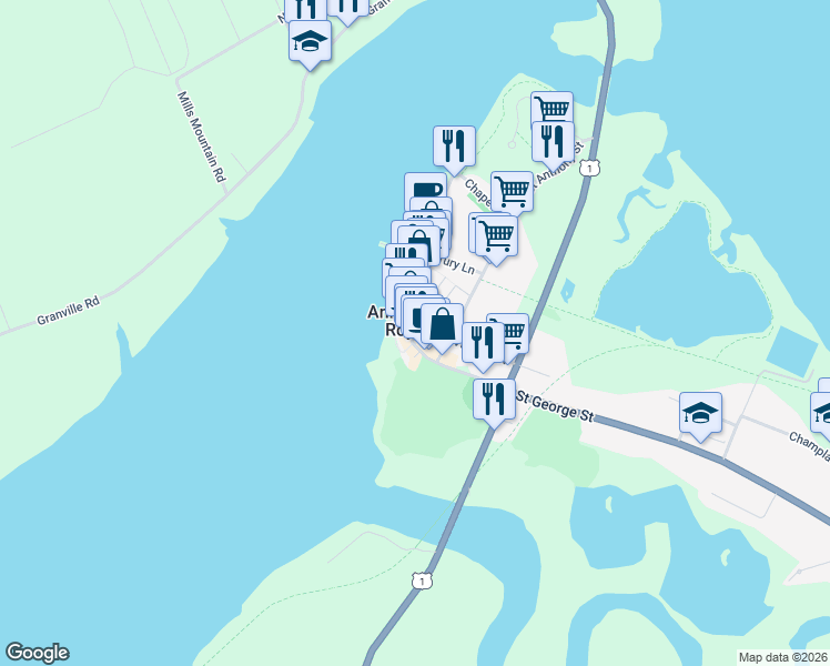 map of restaurants, bars, coffee shops, grocery stores, and more near 61 Saint James Street in Annapolis Royal