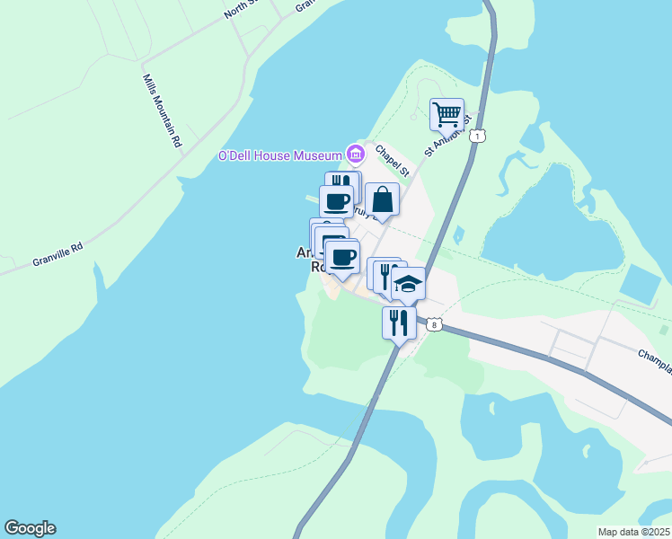 map of restaurants, bars, coffee shops, grocery stores, and more near 61 Saint James Street in Annapolis Royal