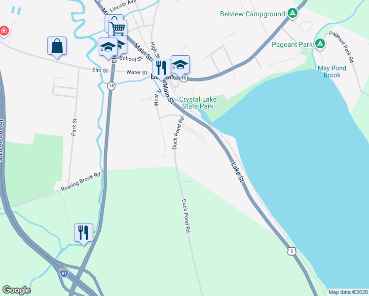 map of restaurants, bars, coffee shops, grocery stores, and more near 87 Duck Pond Road in Barton