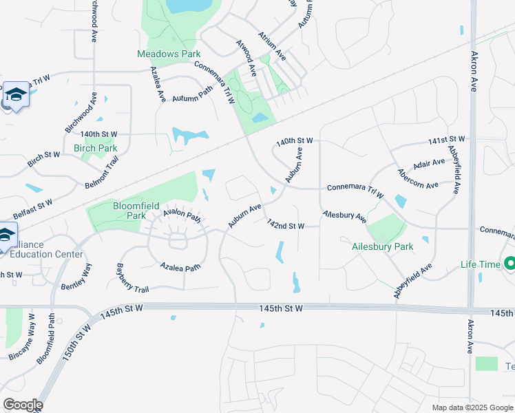 map of restaurants, bars, coffee shops, grocery stores, and more near Auburn Avenue in Rosemount