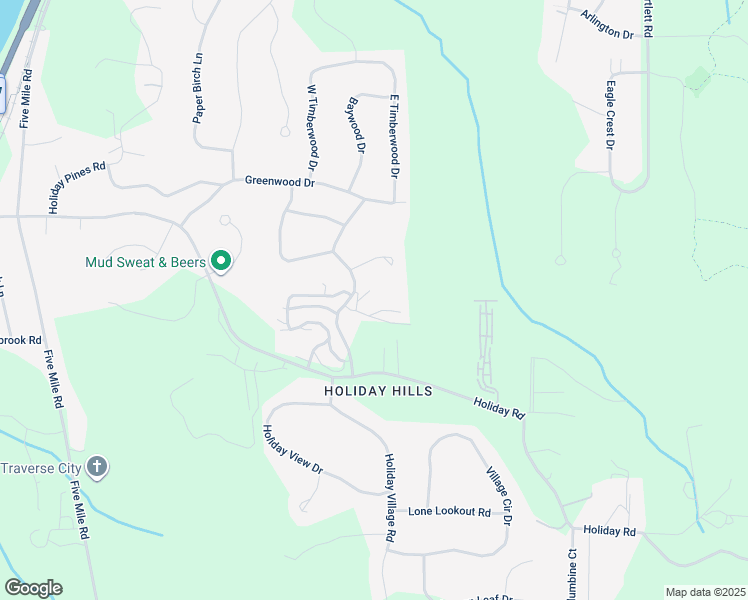 map of restaurants, bars, coffee shops, grocery stores, and more near 3638 Emily Lane in Traverse City