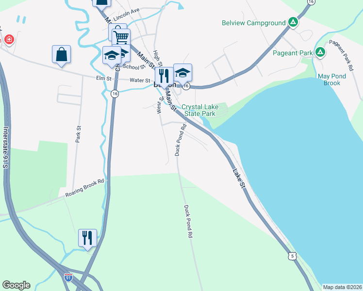 map of restaurants, bars, coffee shops, grocery stores, and more near 87 Duck Pond Road in Barton