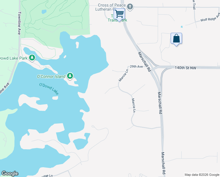 map of restaurants, bars, coffee shops, grocery stores, and more near Maxine Circle East in Shakopee