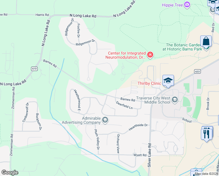 map of restaurants, bars, coffee shops, grocery stores, and more near 4101-4207 Cherry Ln in Traverse City