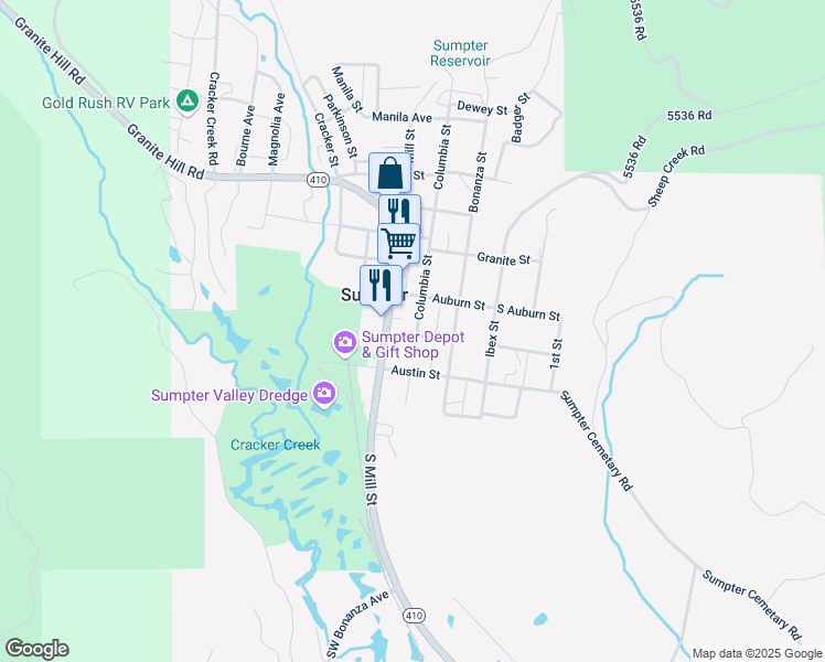 map of restaurants, bars, coffee shops, grocery stores, and more near 242 Clifford Street in Sumpter