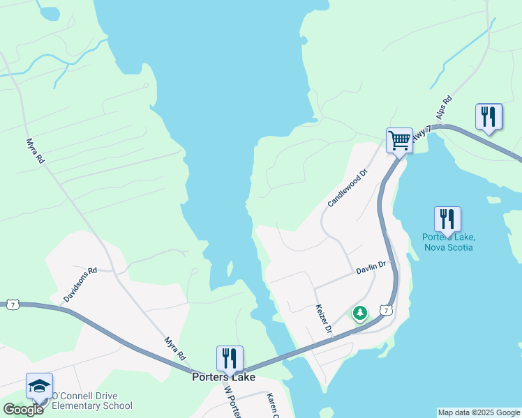 map of restaurants, bars, coffee shops, grocery stores, and more near 130 Whisper Ridge in Porters Lake