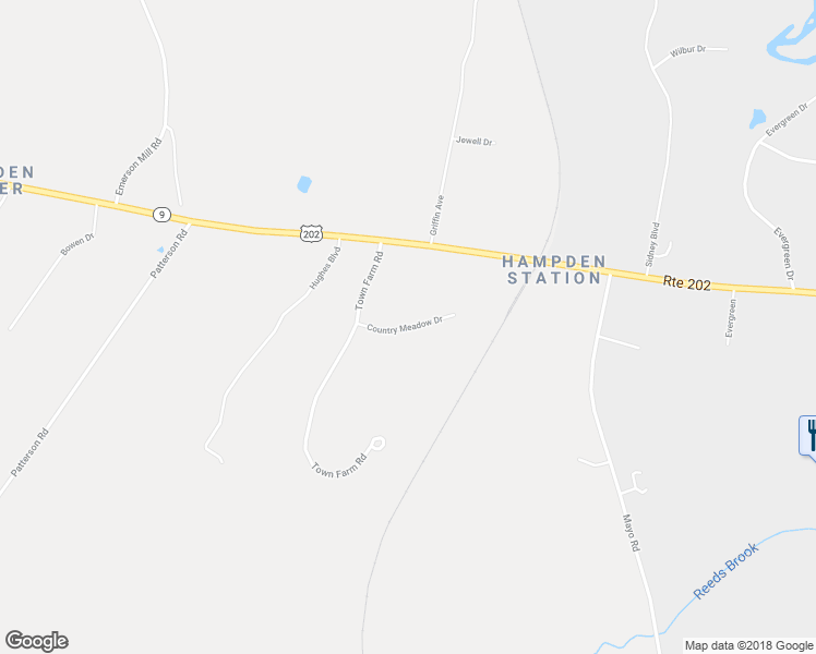 map of restaurants, bars, coffee shops, grocery stores, and more near Country Meadow Drive in Hampden