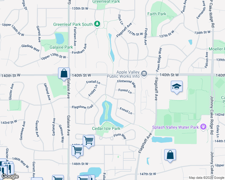 map of restaurants, bars, coffee shops, grocery stores, and more near 14030 Flintwood Way in Apple Valley