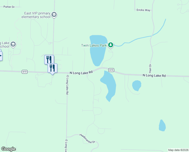 map of restaurants, bars, coffee shops, grocery stores, and more near 6941 North Long Lake Road in Traverse City