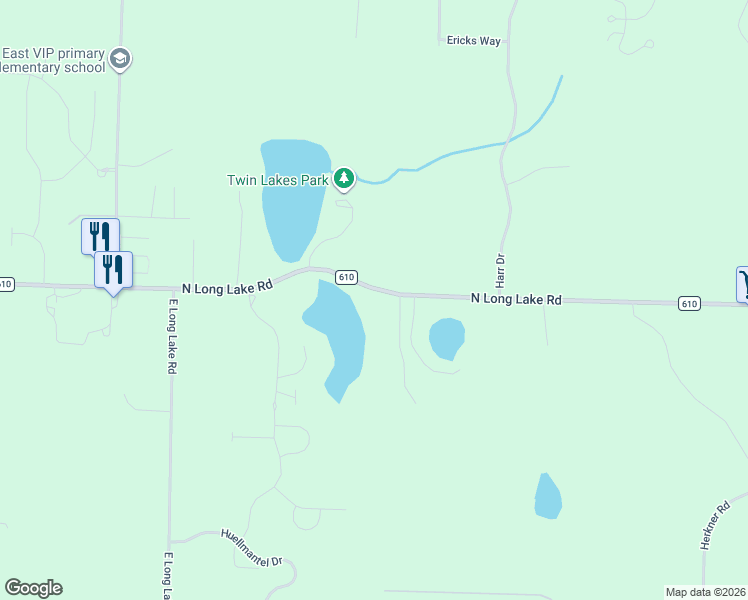 map of restaurants, bars, coffee shops, grocery stores, and more near 6603-6787 North Long Lake Road in Traverse City