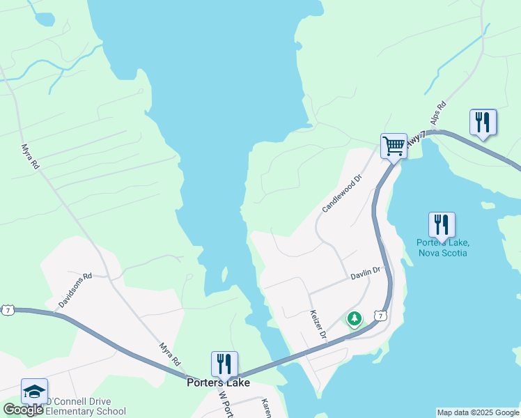 map of restaurants, bars, coffee shops, grocery stores, and more near 130 Whisper Ridge in Porters Lake