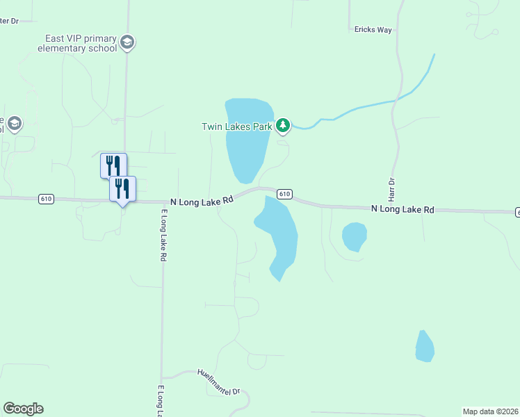 map of restaurants, bars, coffee shops, grocery stores, and more near 6603-6787 North Long Lake Road in Traverse City