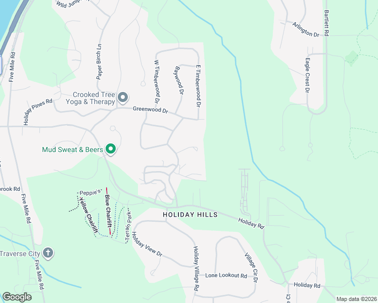 map of restaurants, bars, coffee shops, grocery stores, and more near 3464 Blackwood Drive in Traverse City