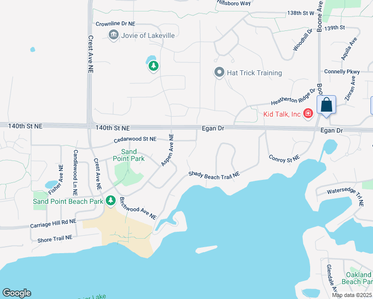 map of restaurants, bars, coffee shops, grocery stores, and more near 14100 Meadow Avenue Northeast in Prior Lake