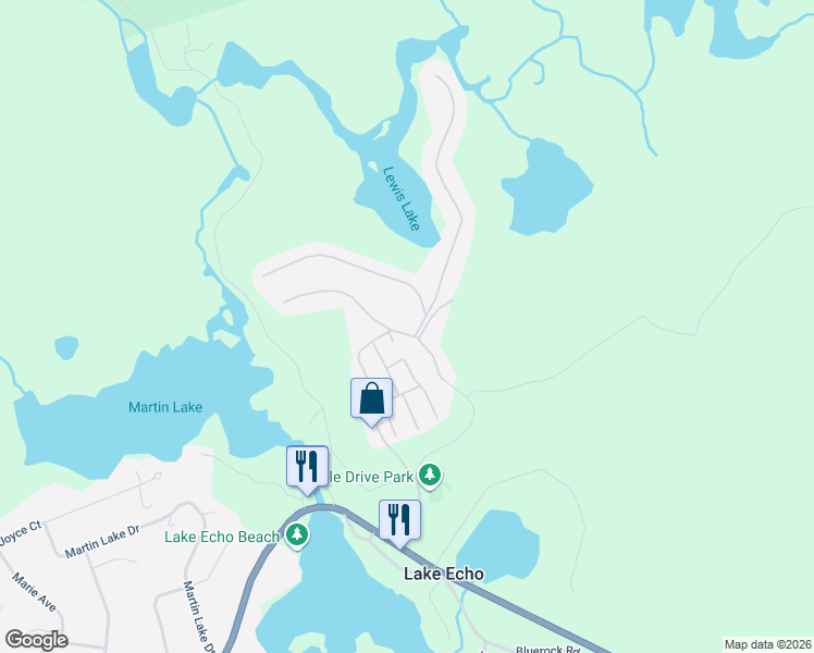 map of restaurants, bars, coffee shops, grocery stores, and more near 186 Circle Drive in Lake Echo