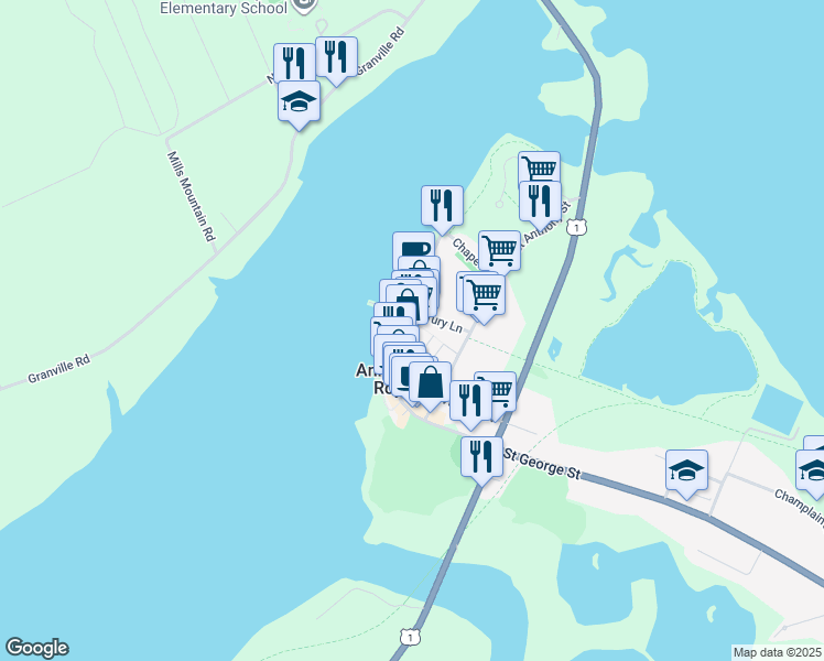 map of restaurants, bars, coffee shops, grocery stores, and more near 9 Church Street in Annapolis Royal