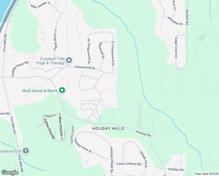 map of restaurants, bars, coffee shops, grocery stores, and more near 3464 Blackwood Drive in Traverse City