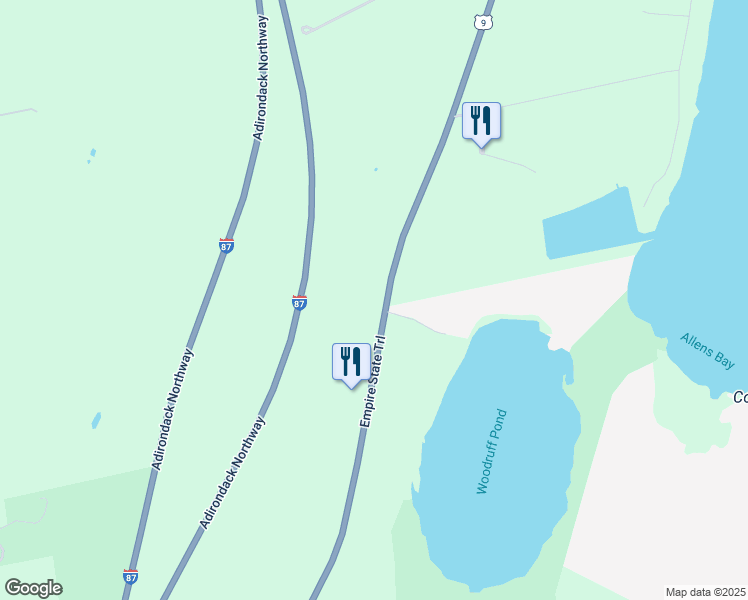 map of restaurants, bars, coffee shops, grocery stores, and more near 7459 State Route 9 in Plattsburgh