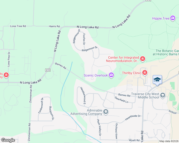 map of restaurants, bars, coffee shops, grocery stores, and more near 4127 Foxcraft Drive in Traverse City
