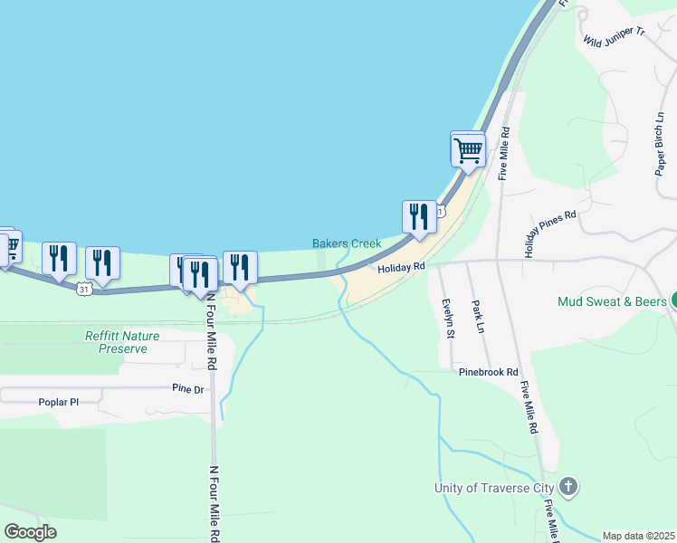 map of restaurants, bars, coffee shops, grocery stores, and more near 2323 U.S. 31 in Traverse City