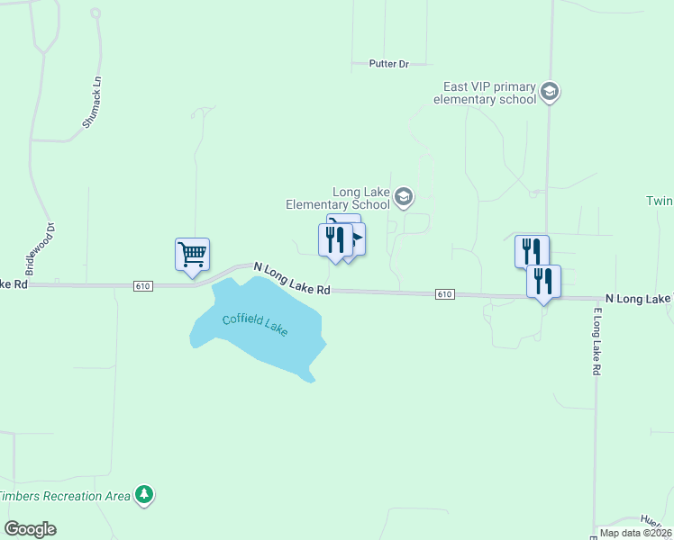 map of restaurants, bars, coffee shops, grocery stores, and more near 7738 North Long Lake Road in Traverse City