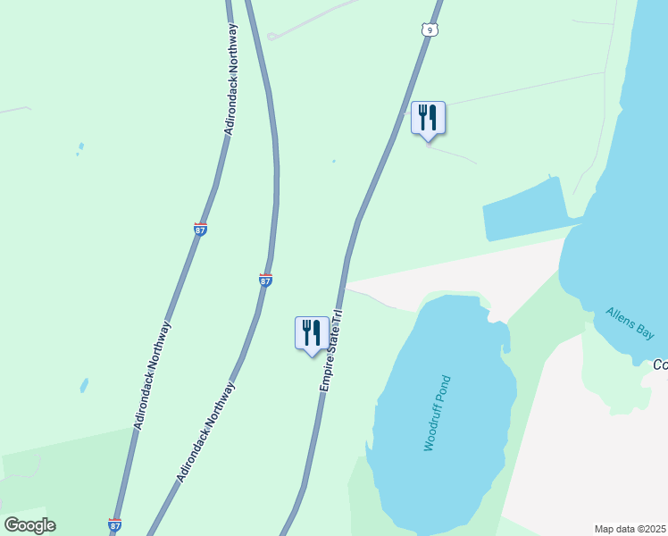 map of restaurants, bars, coffee shops, grocery stores, and more near 7459 State Route 9 in Plattsburgh