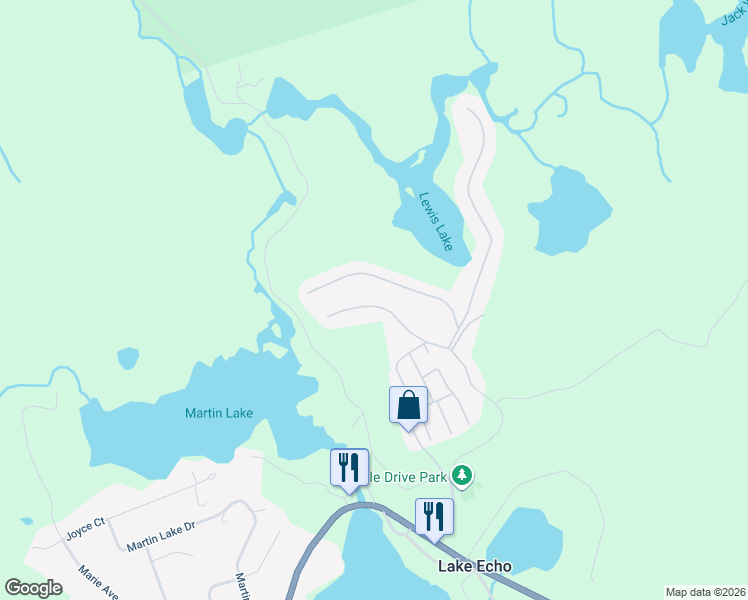 map of restaurants, bars, coffee shops, grocery stores, and more near 242 Circle Drive in Lake Echo