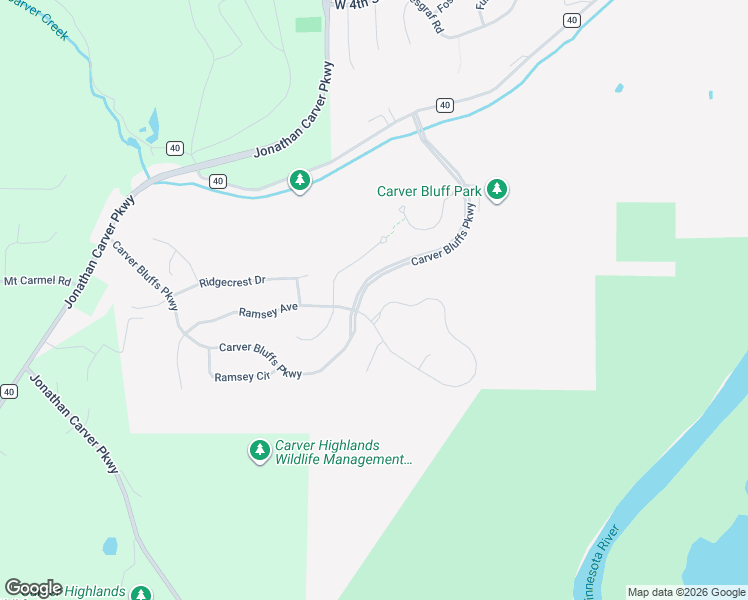 map of restaurants, bars, coffee shops, grocery stores, and more near 303 Bluff Road in Carver