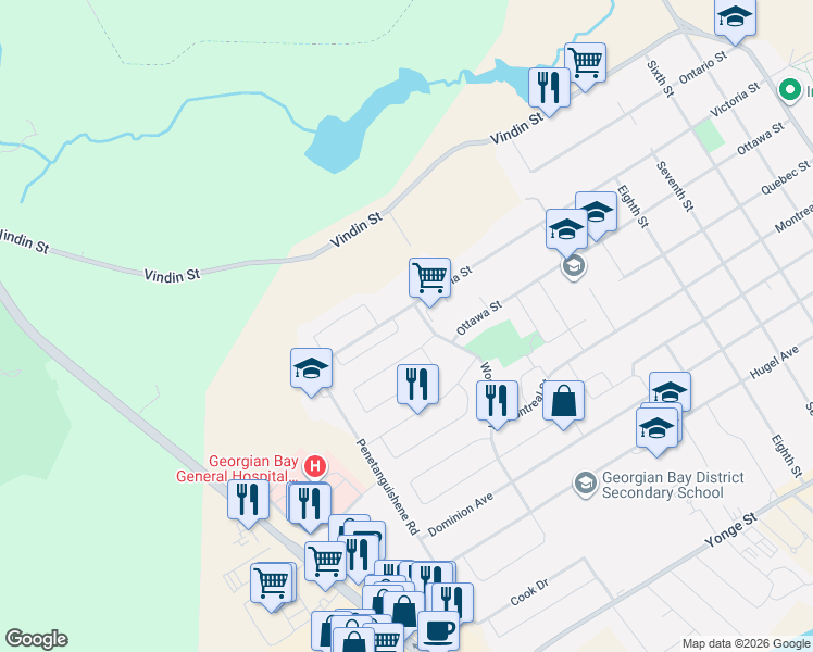 map of restaurants, bars, coffee shops, grocery stores, and more near 993 Whitney Crescent in Midland