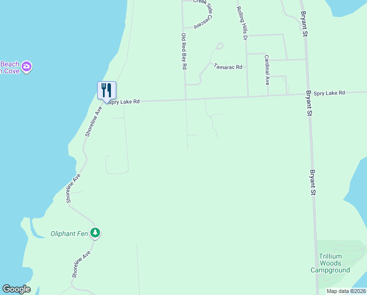 map of restaurants, bars, coffee shops, grocery stores, and more near 40 Old Red Bay Road in Wiarton