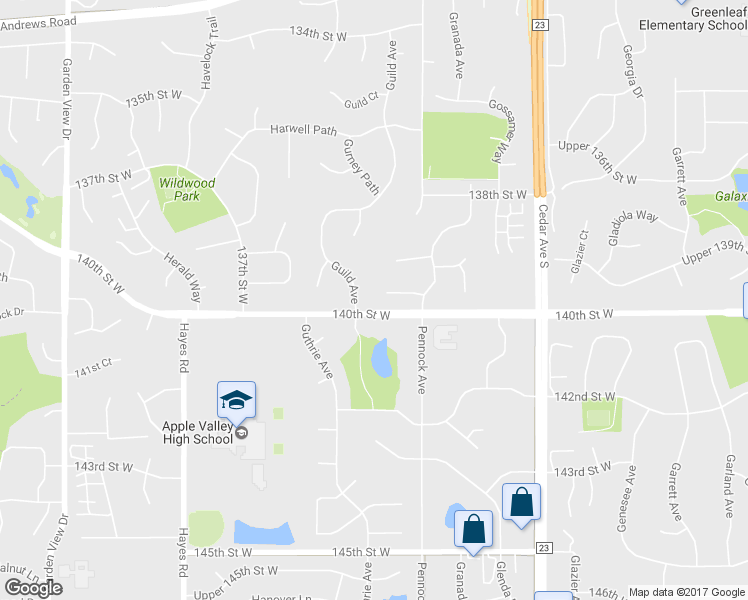 map of restaurants, bars, coffee shops, grocery stores, and more near 7930 Upper 139th Court in Saint Paul