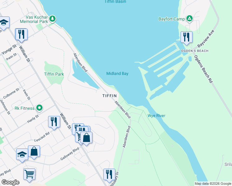 map of restaurants, bars, coffee shops, grocery stores, and more near 699 Aberdeen Boulevard in Midland