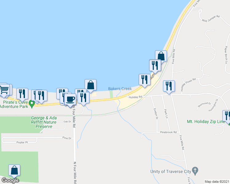 map of restaurants, bars, coffee shops, grocery stores, and more near 2323 U.S. 31 in Traverse City