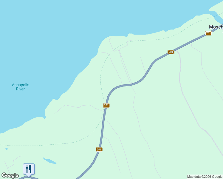 map of restaurants, bars, coffee shops, grocery stores, and more near 444 Nova Scotia 201 in Annapolis Royal