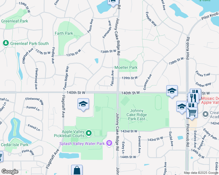 map of restaurants, bars, coffee shops, grocery stores, and more near in Apple Valley