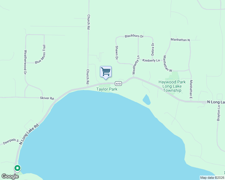 map of restaurants, bars, coffee shops, grocery stores, and more near 9403 North Long Lake Road in Traverse City