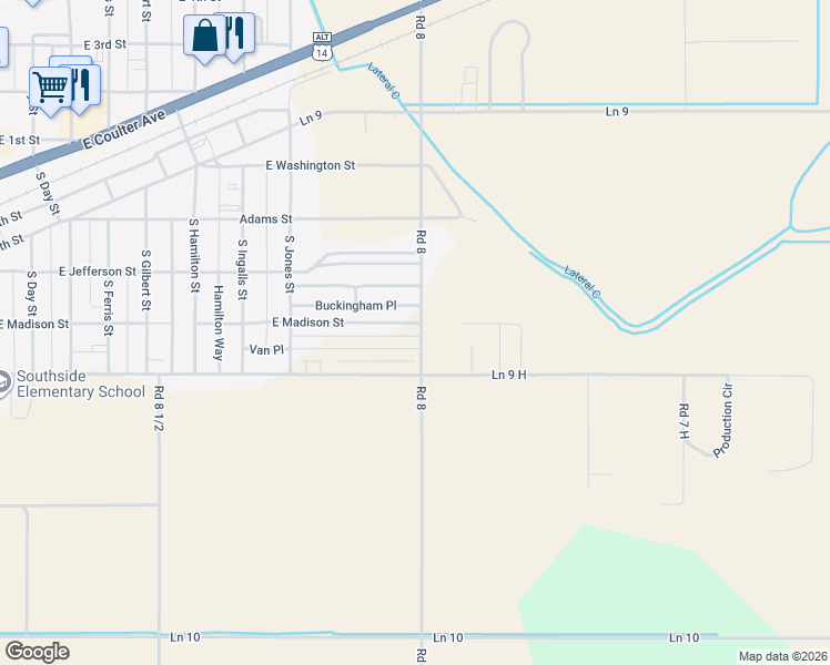 map of restaurants, bars, coffee shops, grocery stores, and more near 925 Road 8 in Powell