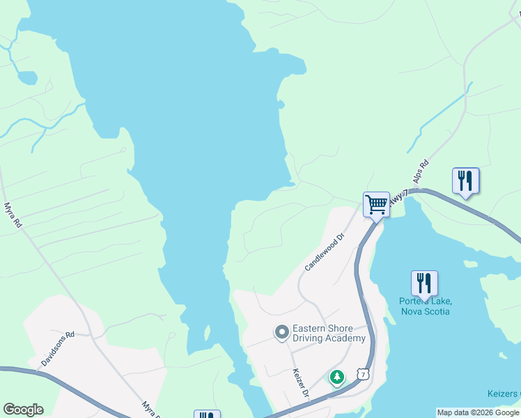 map of restaurants, bars, coffee shops, grocery stores, and more near 0 Silver Cove Lane in Porters Lake