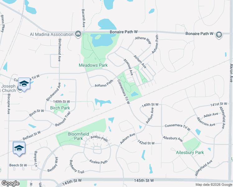 map of restaurants, bars, coffee shops, grocery stores, and more near 13878 Autumn Wood Court in Rosemount