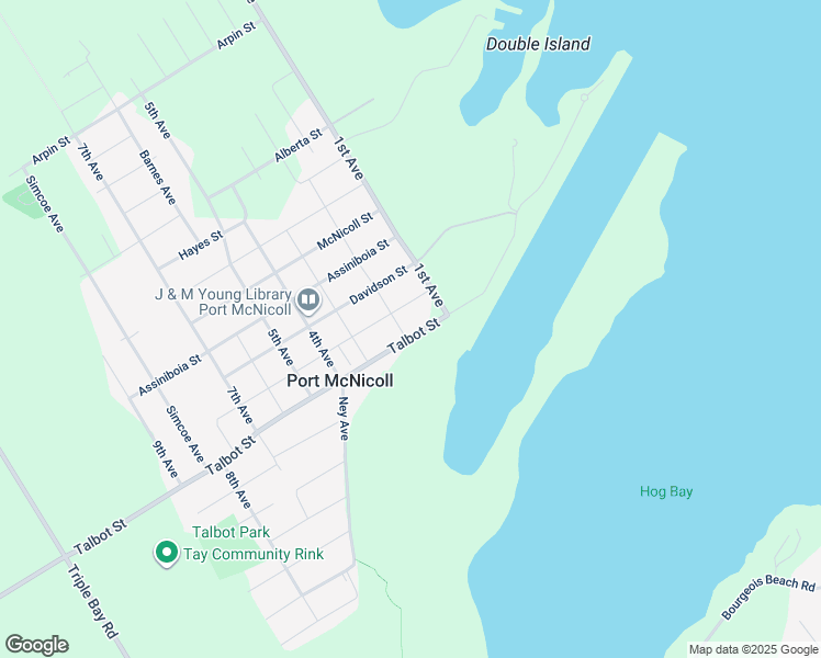 map of restaurants, bars, coffee shops, grocery stores, and more near 316 Talbot Street in Port McNicoll