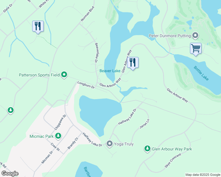 map of restaurants, bars, coffee shops, grocery stores, and more near 570 Glen Arbour Way in Hammonds Plains