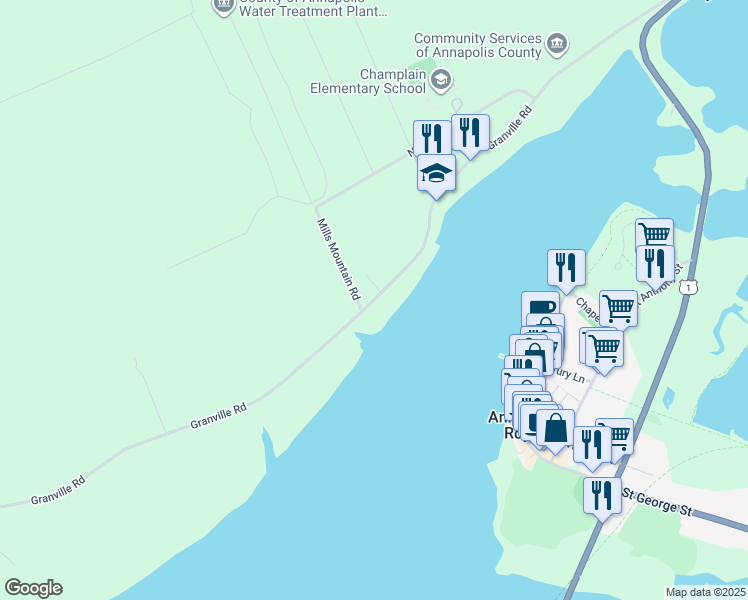 map of restaurants, bars, coffee shops, grocery stores, and more near 5287 Granville Road in Granville Ferry